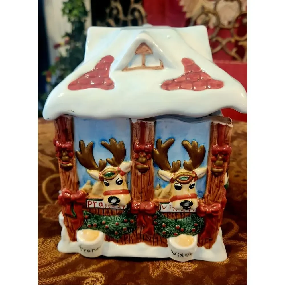 2002 DEER SANTA CANDY JAR BY FITZ AND FLOYD - Picture 3 of 7
